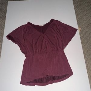 burgundy red blouse